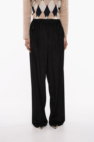 Drawstring Wide Leg Velour Pants