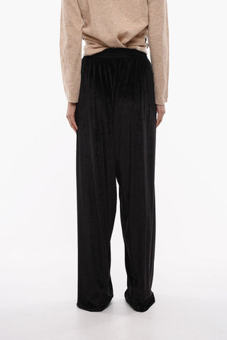 Drawstring Wide Leg Velour Pants