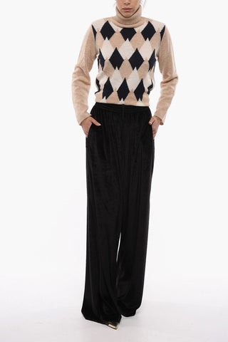 Drawstring Wide Leg Velour Pants