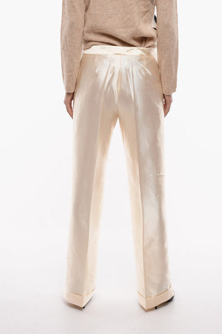 Cuffed Satin Wide Leg Pants