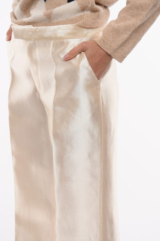 Cuffed Satin Wide Leg Pants