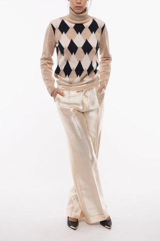 Cuffed Satin Wide Leg Pants