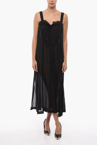 Maxi Sheer Slip Dress VIVIAN with Lace and Ruffle Trims