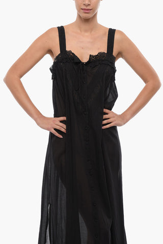 Maxi Sheer Slip Dress VIVIAN with Lace and Ruffle Trims