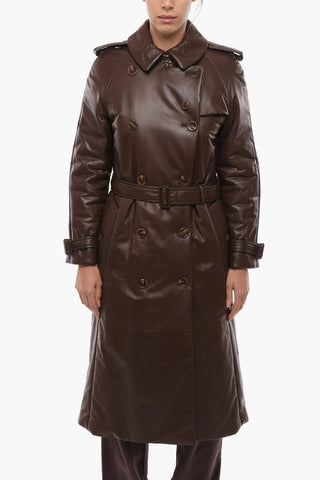 Belted Double Breasted Leather Trench