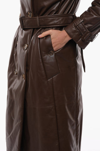 Belted Double Breasted Leather Trench