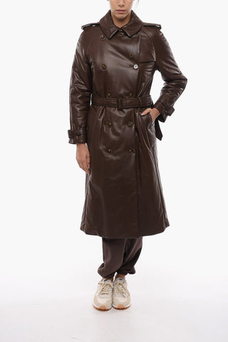 Belted Double Breasted Leather Trench