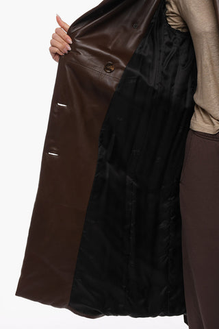 Belted Double Breasted Leather Trench