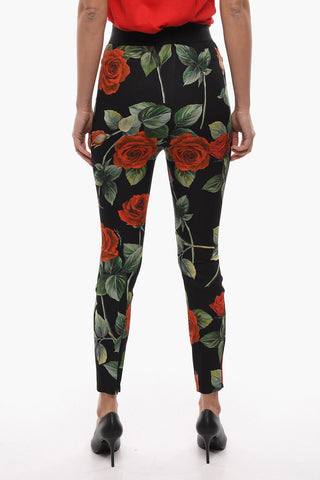 Silk Tapered-fit Trousers with Floral Motif