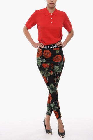 Silk Tapered-fit Trousers with Floral Motif