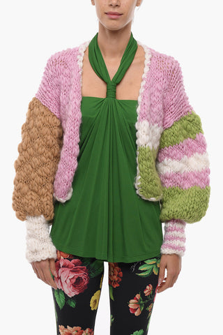 Cardigan Aran Crop con Maniche Blusanti