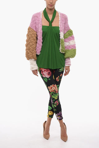 Cardigan Aran Crop con Maniche Blusanti