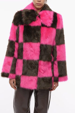 Check Patterned NANI Eco-fur Coat