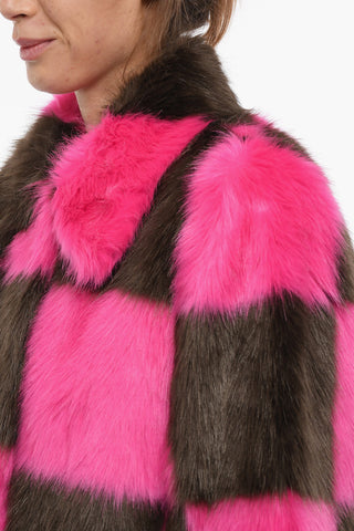 Check Patterned NANI Eco-fur Coat