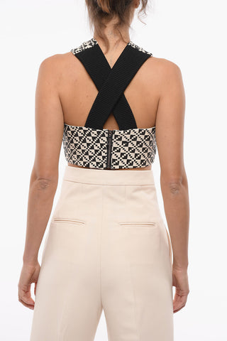Basket-weaved Leather RENE Cropped Top