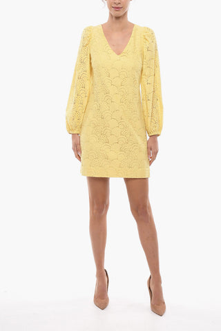 Lace Mini Dress ANAIN with Puff Sleeve