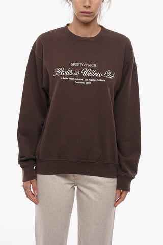 Fleeced-Cotton Crew-Neck Sweatshirt with Lettering Print