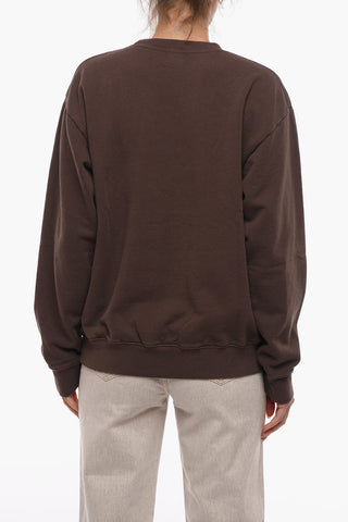 Fleeced-Cotton Crew-Neck Sweatshirt with Lettering Print