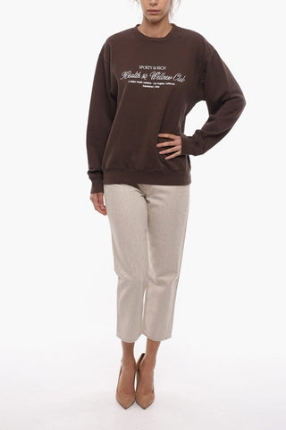 Fleeced-Cotton Crew-Neck Sweatshirt with Lettering Print