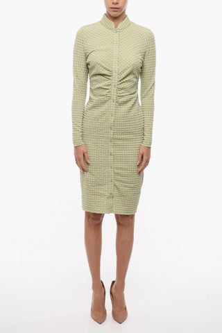 Seersucker Fabric EMMI Bodycon Maxi Dress with Ruffle