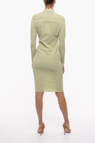 Seersucker Fabric EMMI Bodycon Maxi Dress with Ruffle