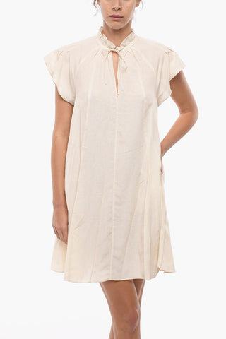 Ausgestelltes Kleid KAROOKH mit kurzen Raglanärmeln und Rüschenkragen