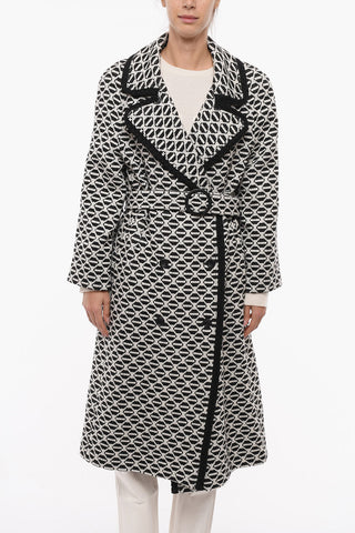 Embroidered Double Breasted Wool Blend Coat