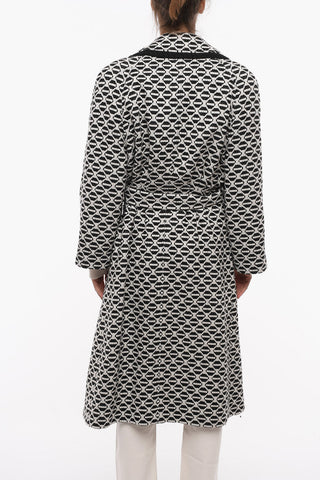Embroidered Double Breasted Wool Blend Coat