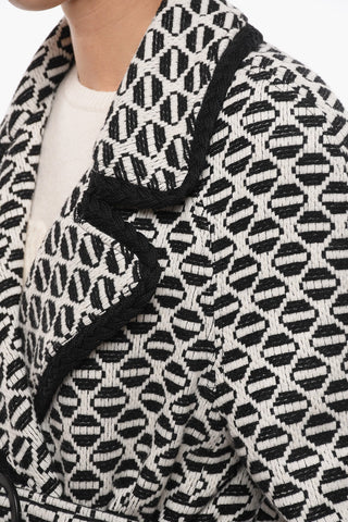 Embroidered Double Breasted Wool Blend Coat