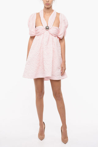 Mini Dress Halterneck con Decorazione Gioielli