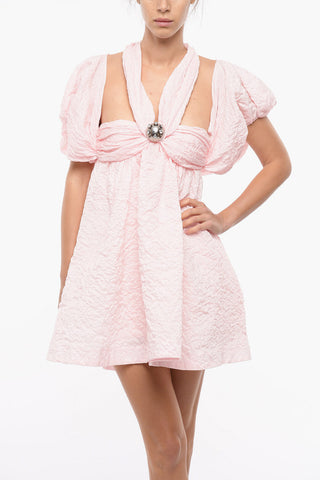 Mini Dress Halterneck con Decorazione Gioielli