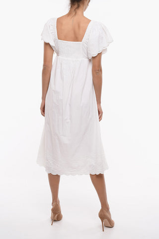 Loose Sleeve Cotton DORIS Dress with Openwork Pattern Details