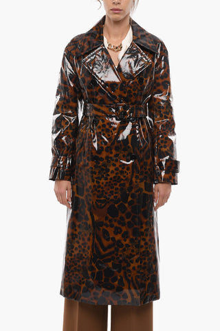 Animalier Motif Quilted Shiny Duster Coat