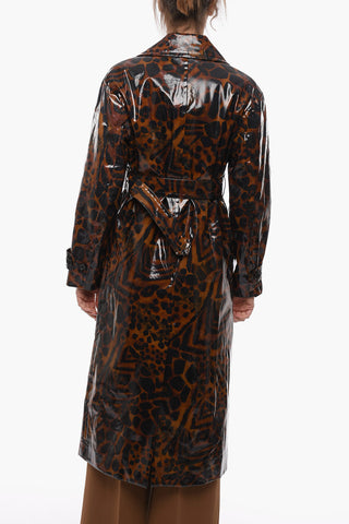 Animalier Motif Quilted Shiny Duster Coat