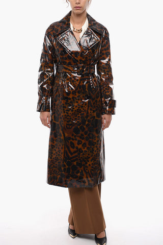Animalier Motif Quilted Shiny Duster Coat