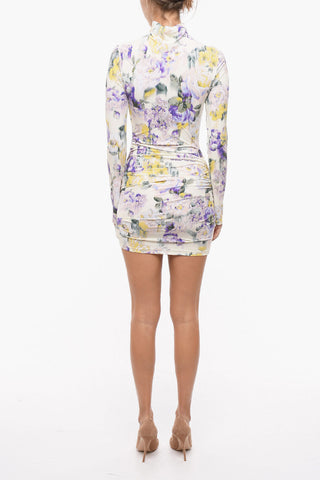 Long Sleeved dress With Floral Print And Draping