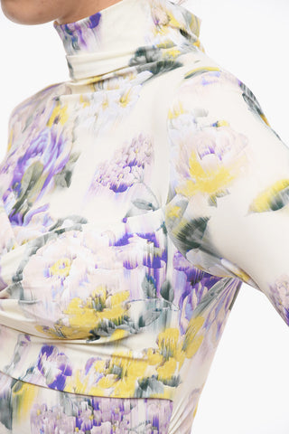 Long Sleeved dress With Floral Print And Draping