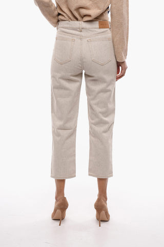 Jeans MARIANNE In Twill di Cotone con Bottone Logato 18cm
