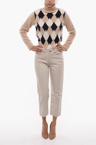 Jeans MARIANNE In Twill di Cotone con Bottone Logato 18cm