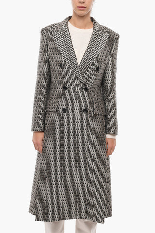 Embroidered Double Breasted Coat With Flap Pockets