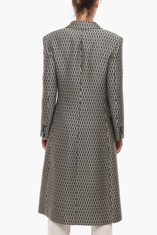 Embroidered Double Breasted Coat With Flap Pockets