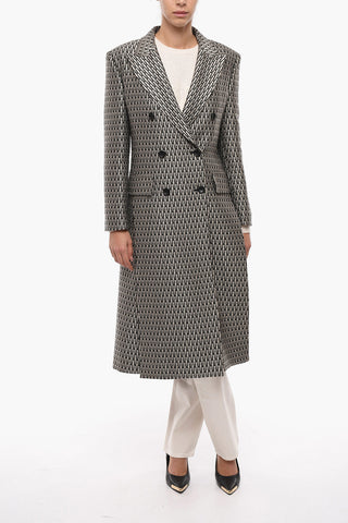 Embroidered Double Breasted Coat With Flap Pockets