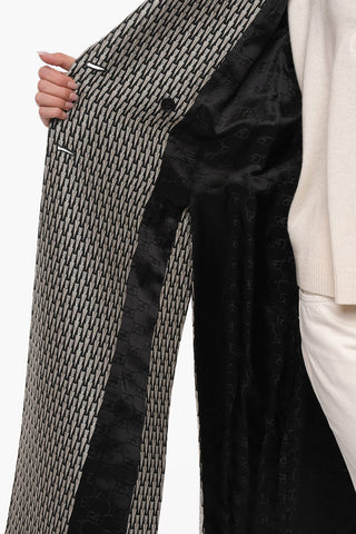 Embroidered Double Breasted Coat With Flap Pockets