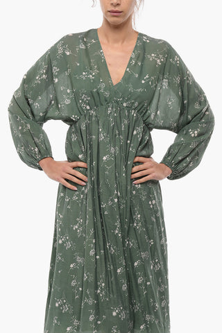 Maxi Kleid Im Empire-Stil GERTRUD Mit Blumenmuster Und Puffärmeln
