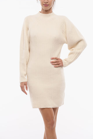 Ribbed Bodycon Dress with Balloon Sleeves