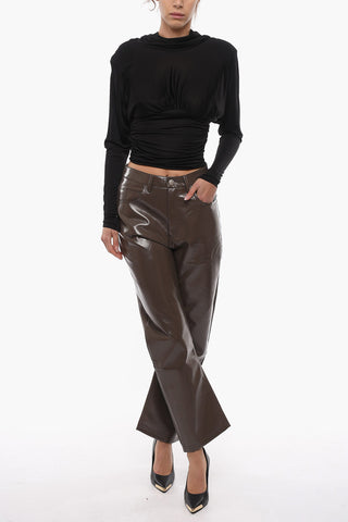 Patent Faux Leather Pants with 5 Pockets