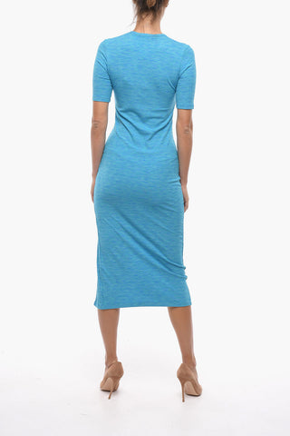 Maxi Fitted Dress HILDE With Short Sleeve And Front Slit