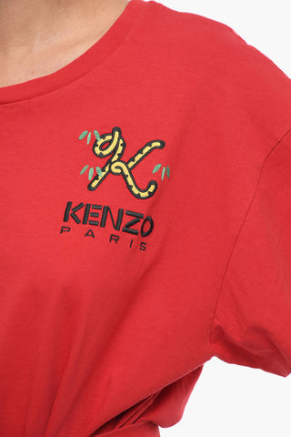Mini Vestito Con Cintura da Annodare e Ricamo Crest Logo
