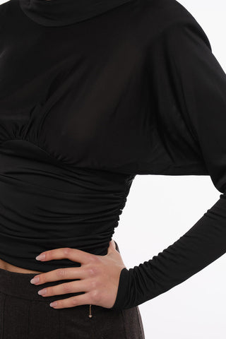 Bare Back Long Sleeves Cropped Top