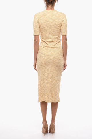 Maxi Enges Kleid HILDE Mit Kurzem Ärmel Und Vorderschlitz